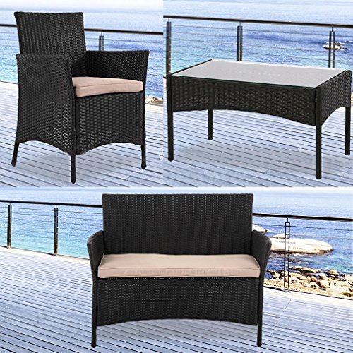 Outdoor Furniture Patio Set Wicker Rattan Sectional 4 pcs Garden Conversation Set