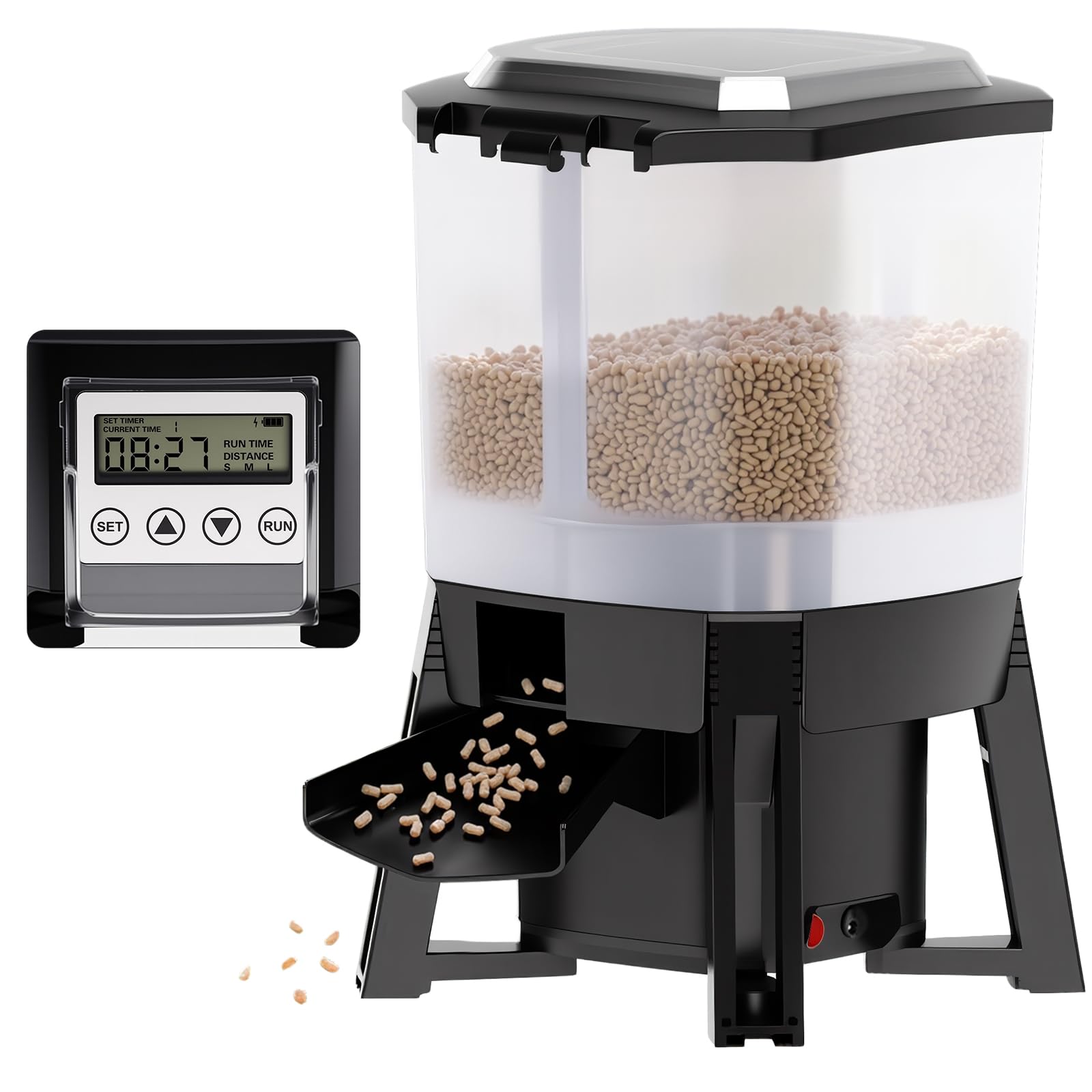 12L/3 Gal Automatic Chicken Feeder No Waste, Solar Powered, Poultry Feeder