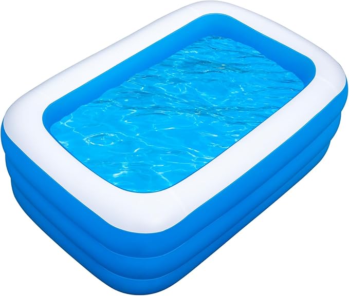 Inflatable Pool with Pump, Lylting 158"x74"x22" Big Outdoor Blow Up Pool
