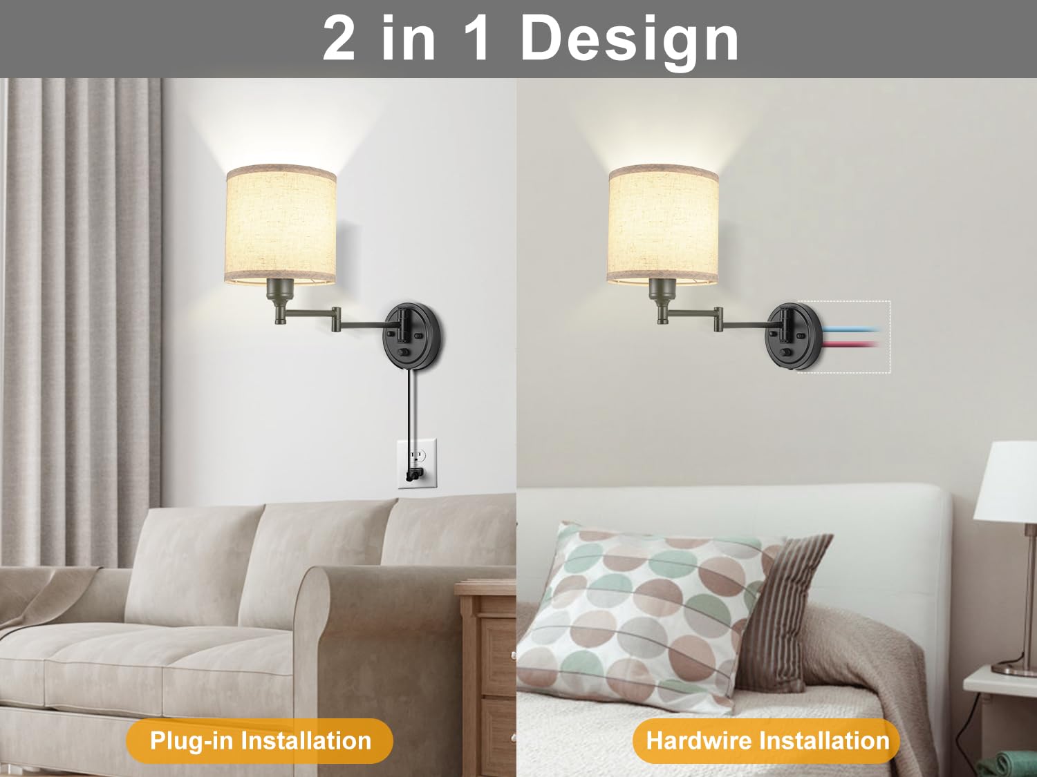 Remote Control, Dimming 10%-100% & Adjustable Colors 2700K-6500K,