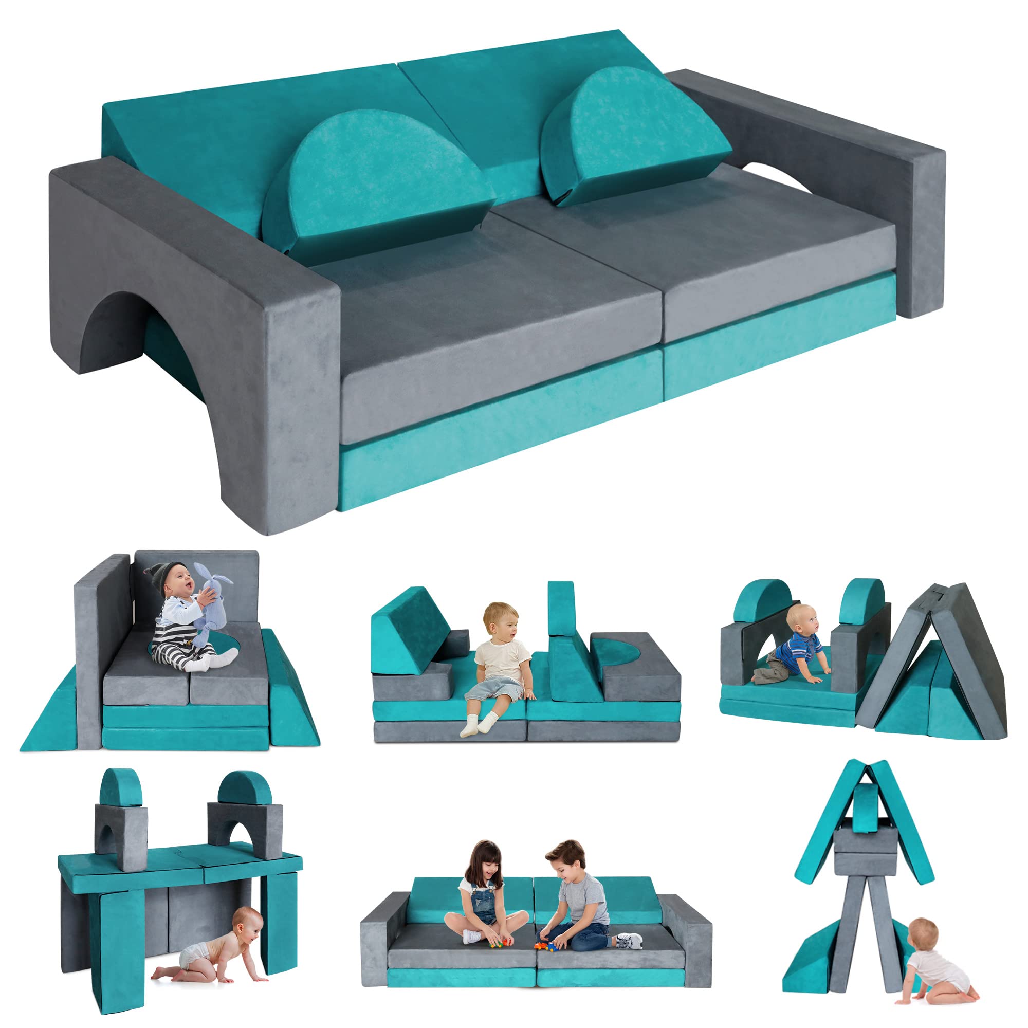 Modular Kids Play Set - 8PCS Foam Couches for Playroom