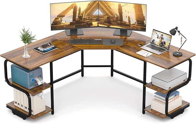 Modern L Shaped Desk with Shelves,64.84" Gaming Computer Desk