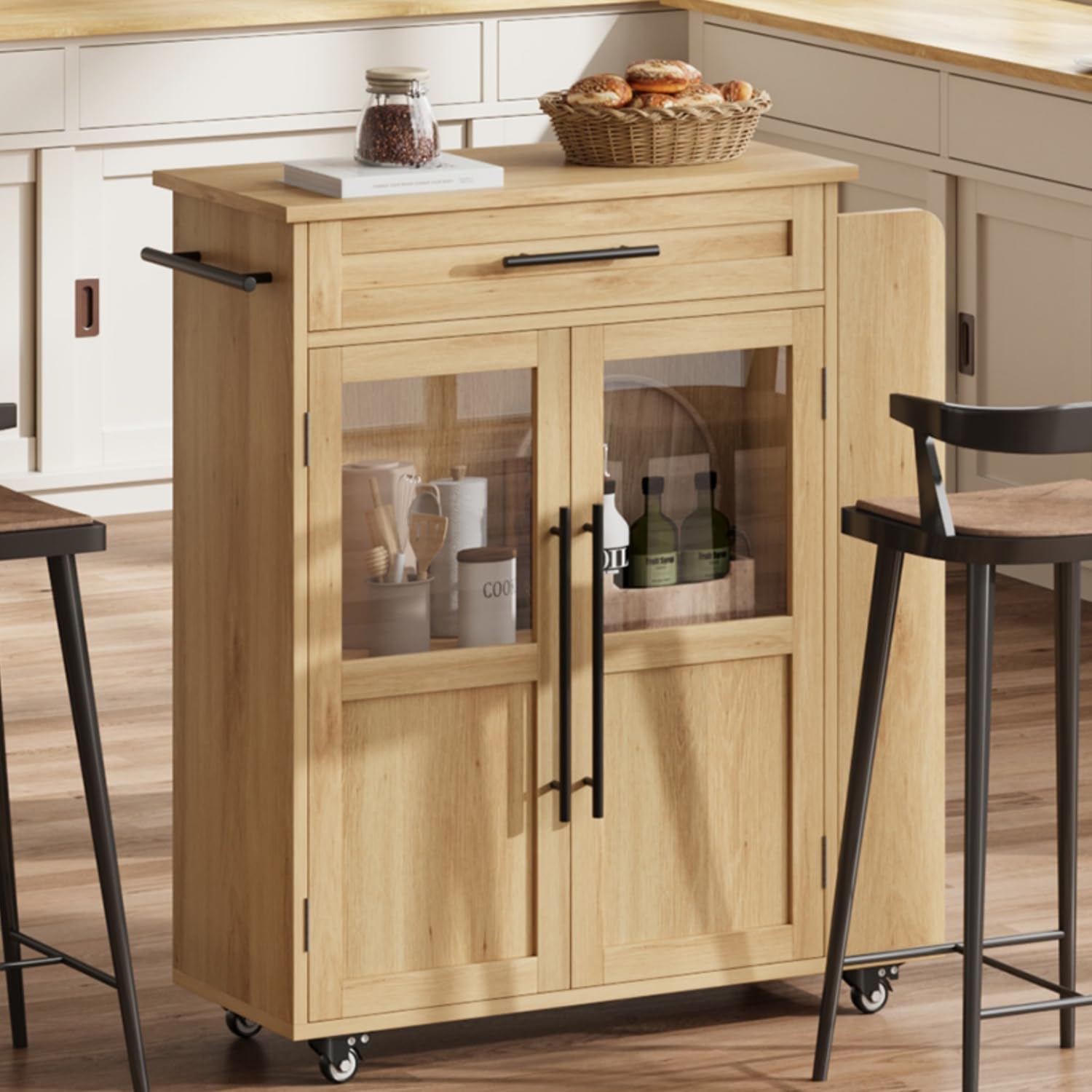 24" Kitchen Island, Multi-Functional Island Table