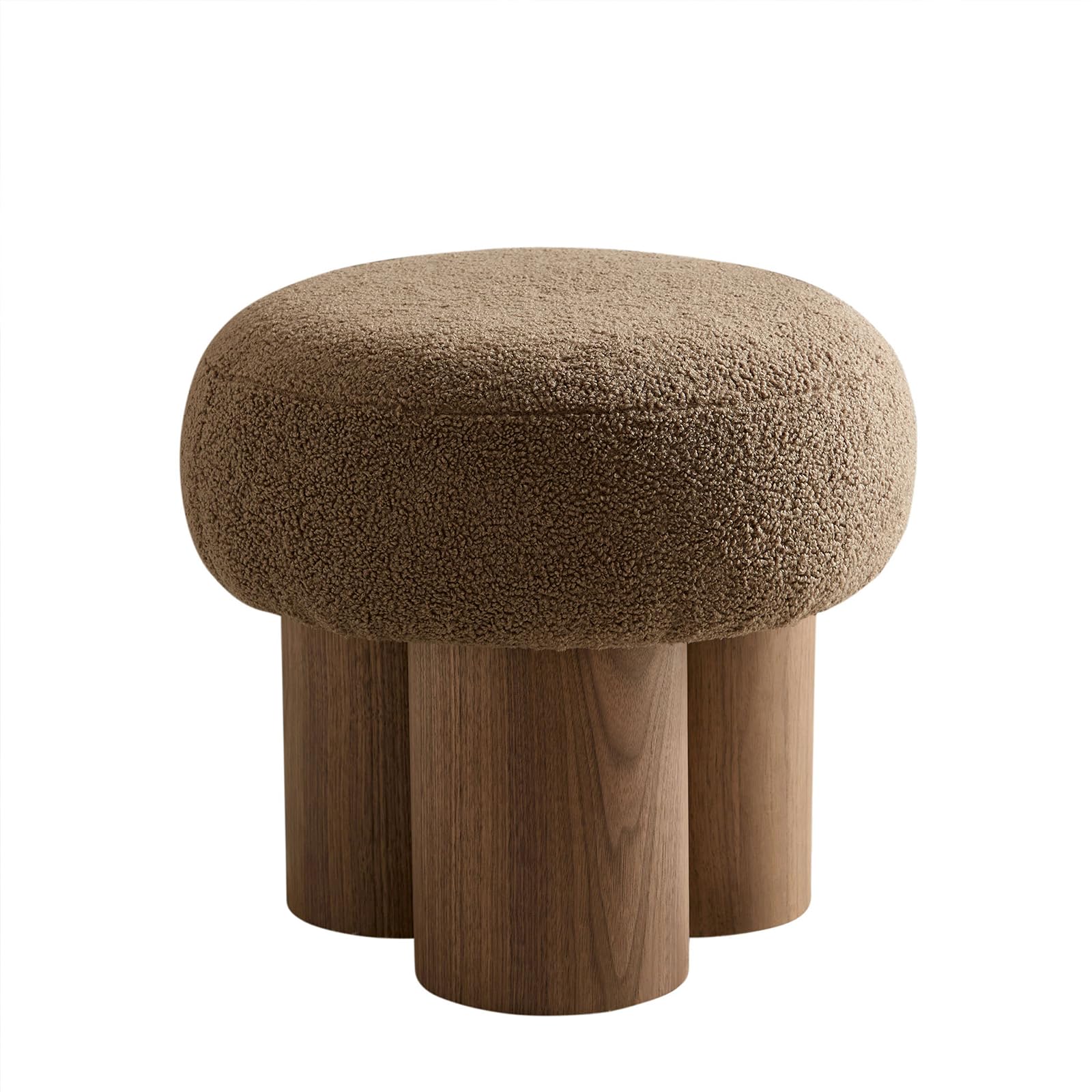 Round Mushroom Ottoman Foot Stool, Boucle Ottoman, Ottomans and Poufs