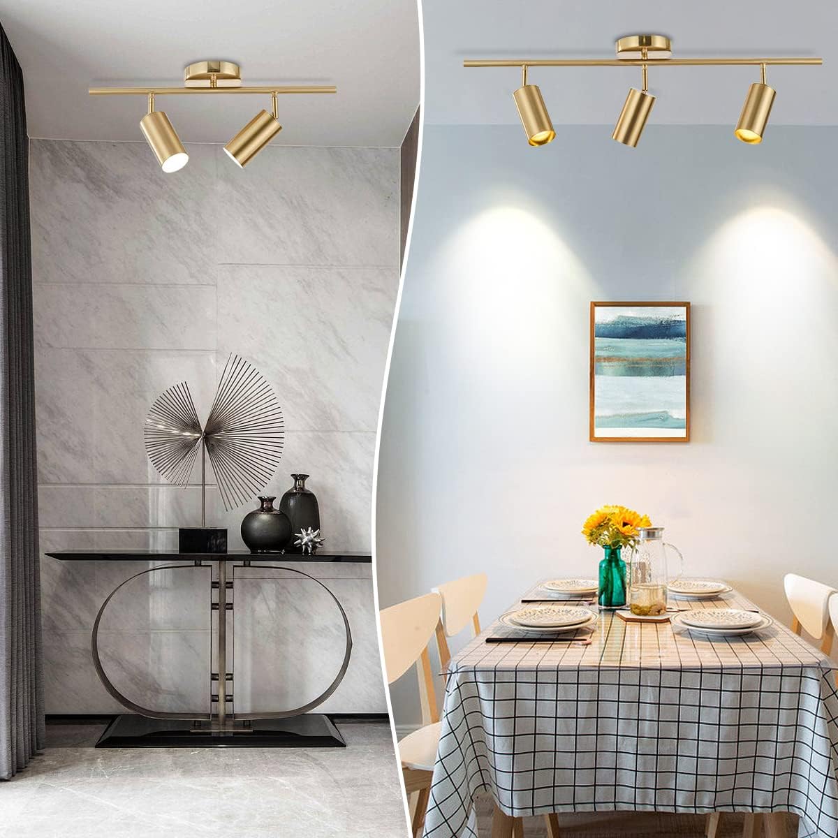 Gold Flush Mount Tracking Light Kit 3 Light Wall Decorative Lamp