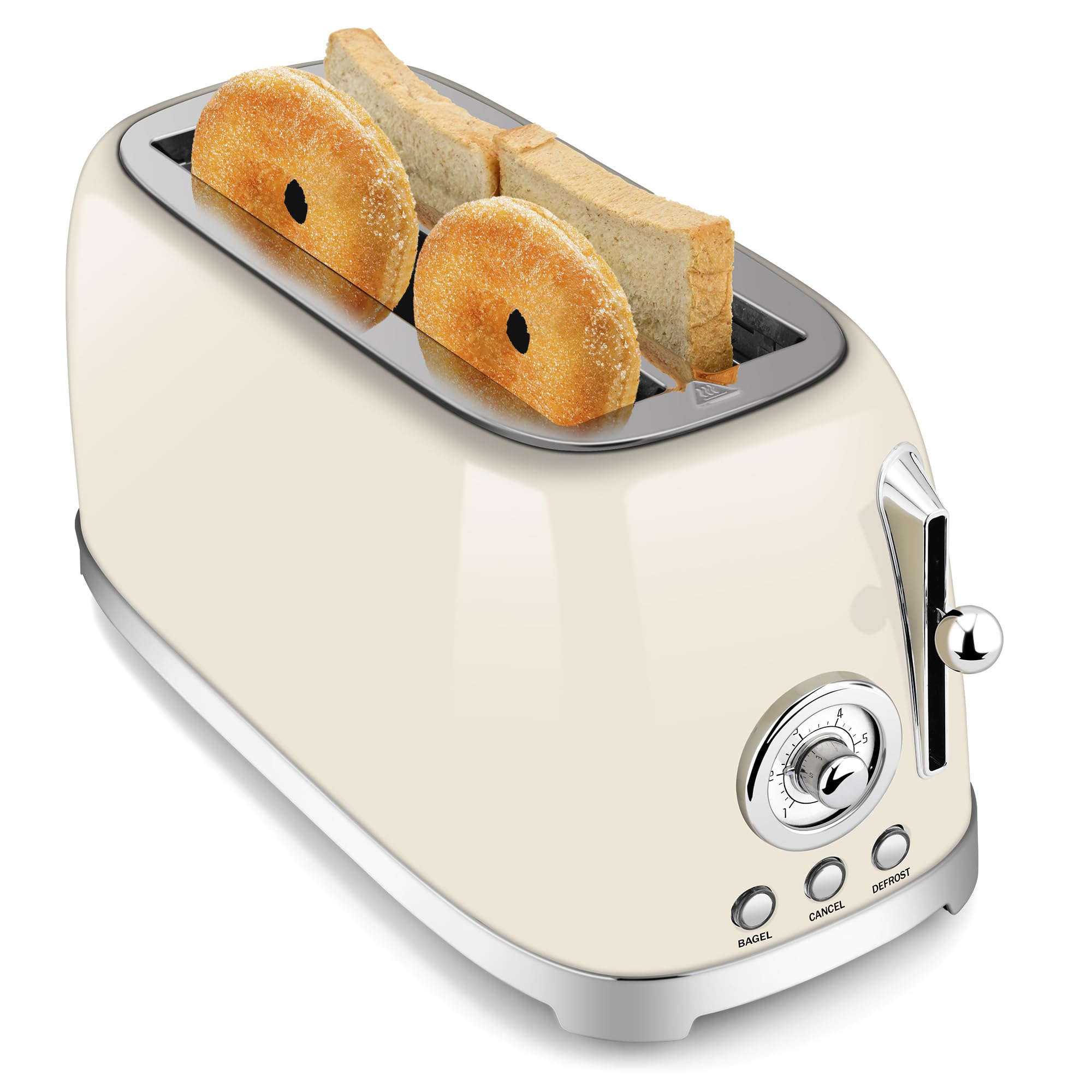 Toaster 4 Slice Wide Slot, Stainless Steel Bread Bagel Toasters