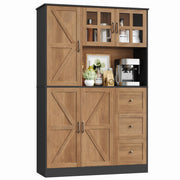 Farmhouse Pantry Cabinet, Kitchen Pantry Storage Cabinet with Microwave Stand