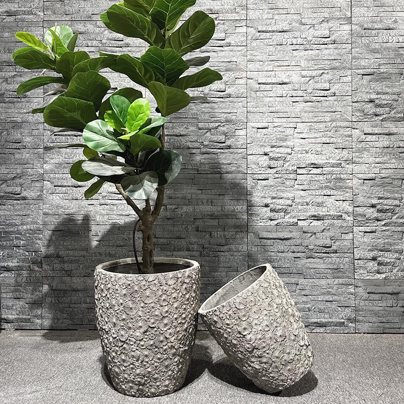 Shangdemonmaster Creative Flowerpot 18",15",12" Dia Concrete Round Planters (Set of 3)