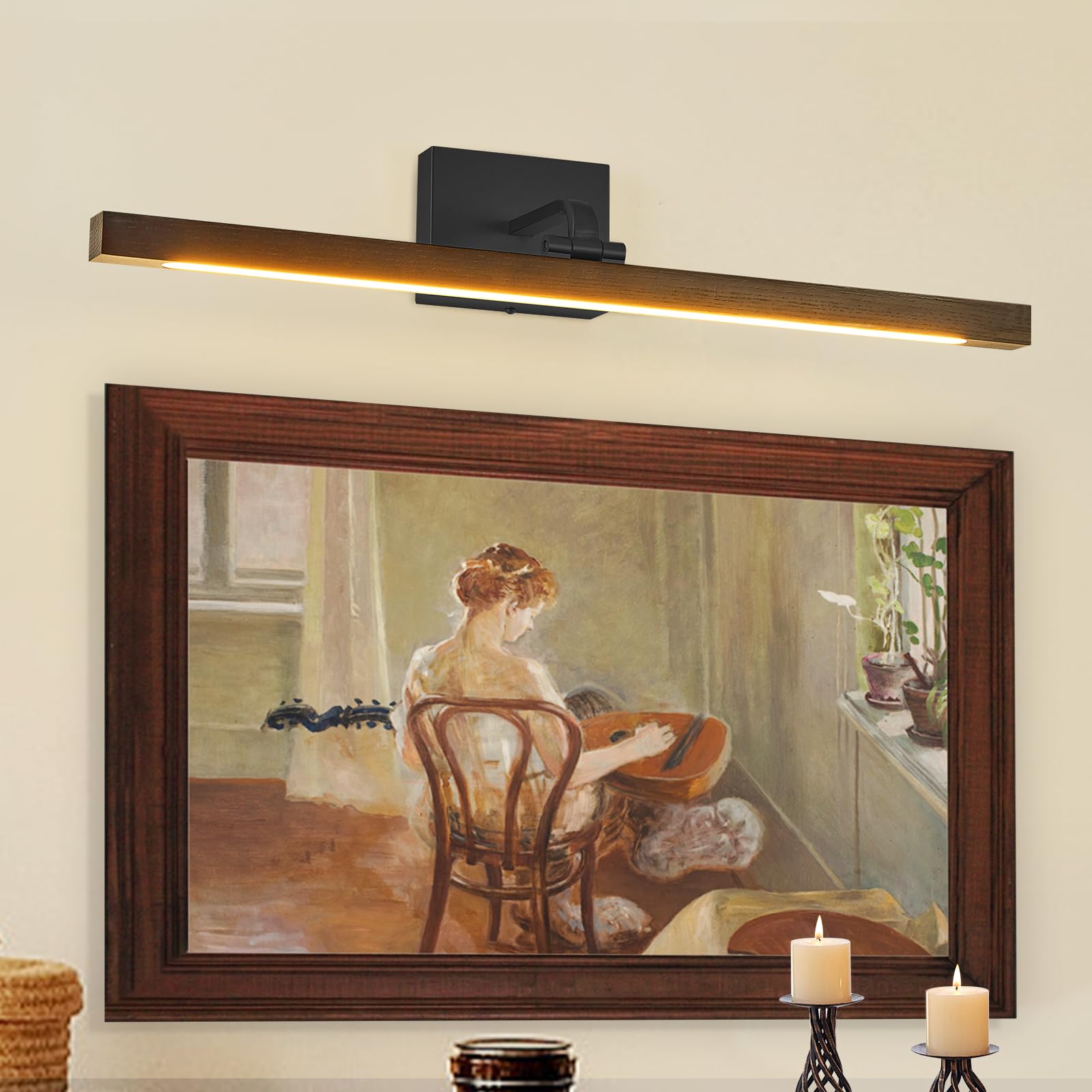 Wood Picture Lights for Wall Hardwired Gold Picture Frame Light Dimmable