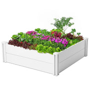 Durable Vinyl Raised Garden Bed, 4x4x1ft Raised Bed for Gardening