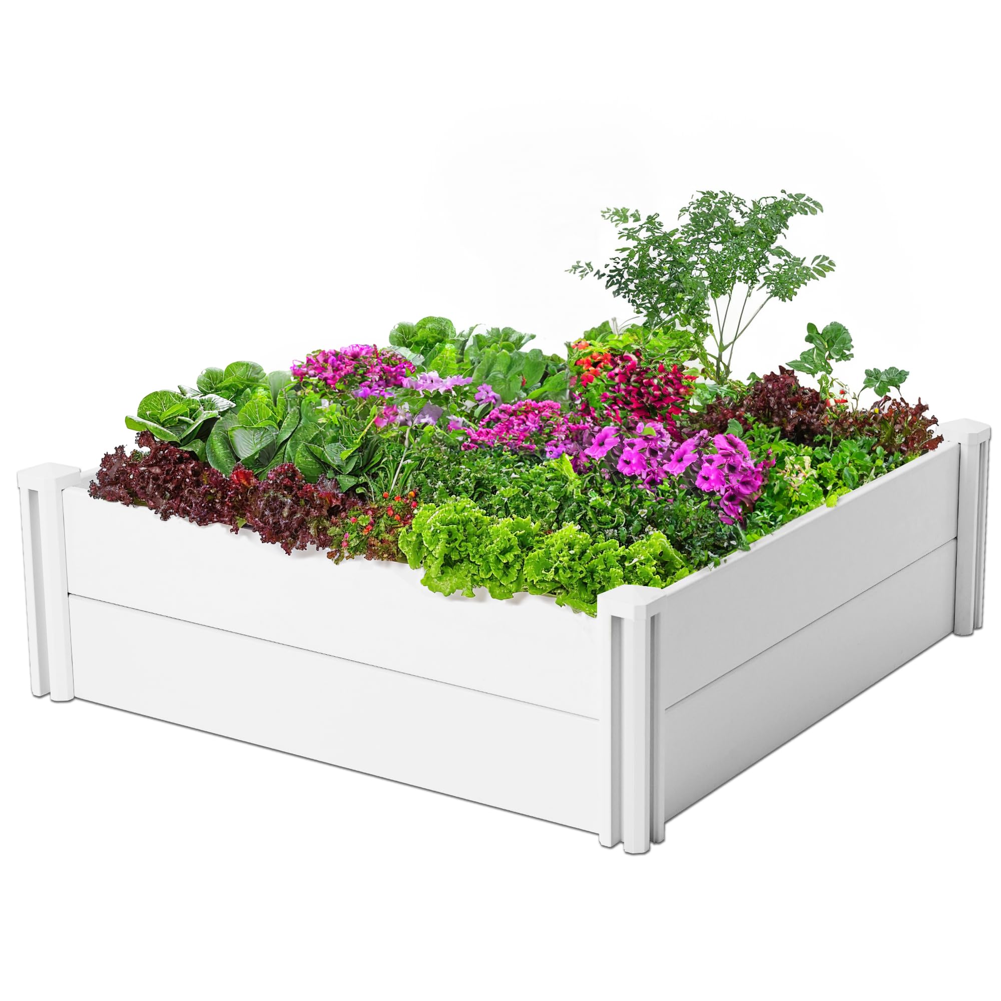 Durable Vinyl Raised Garden Bed, 4x4x1ft Raised Bed for Gardening