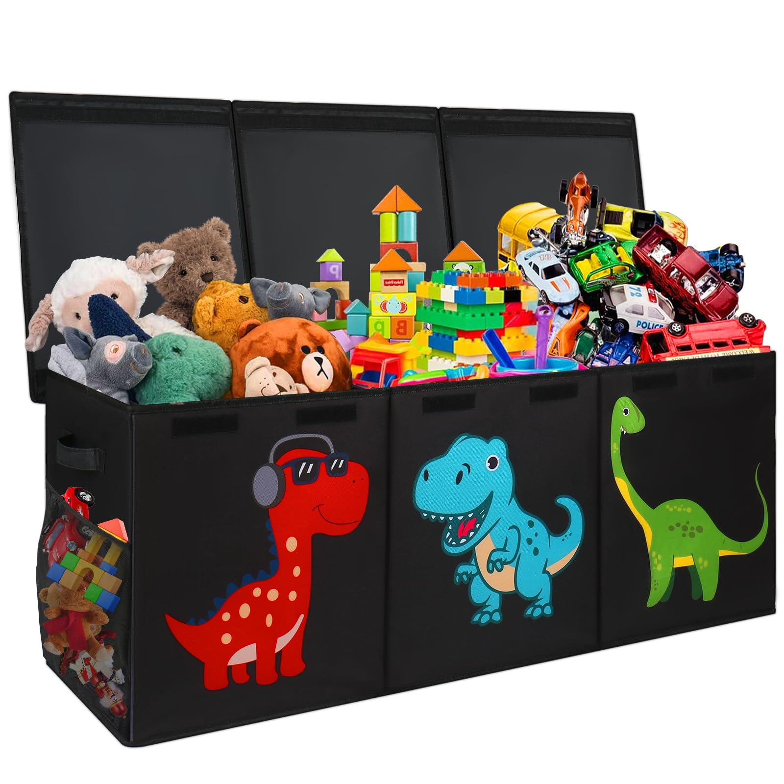 Extra Large Toy Box, Collapsible Sturdy Storage Organizer with Lids, Dinosaur Toybox