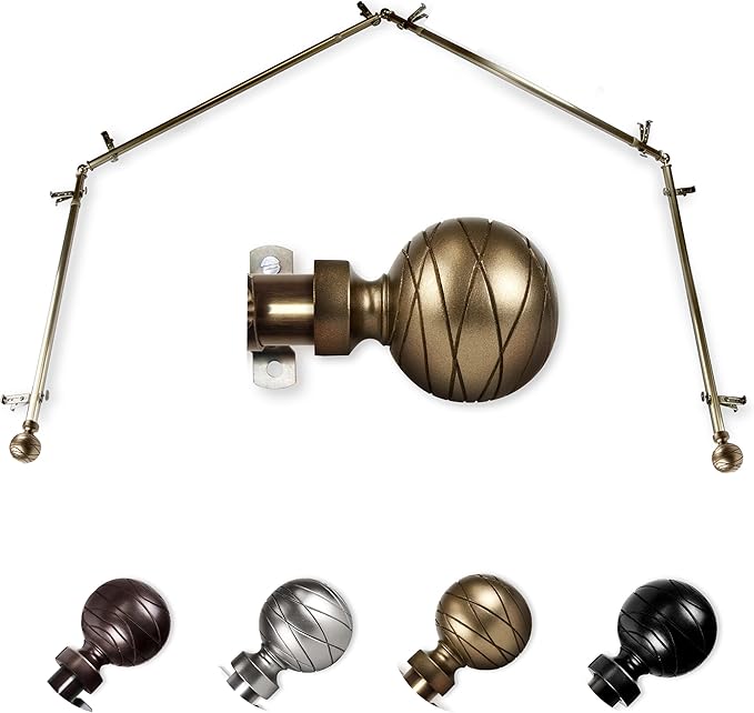 Ferero 13/16" 4-Sided Bay Window Curtain Rod 28-48 inch (each side) - Black