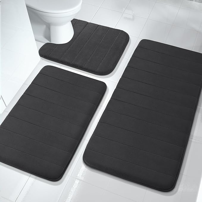 3 Pieces Memory Foam Bath Mat Sets