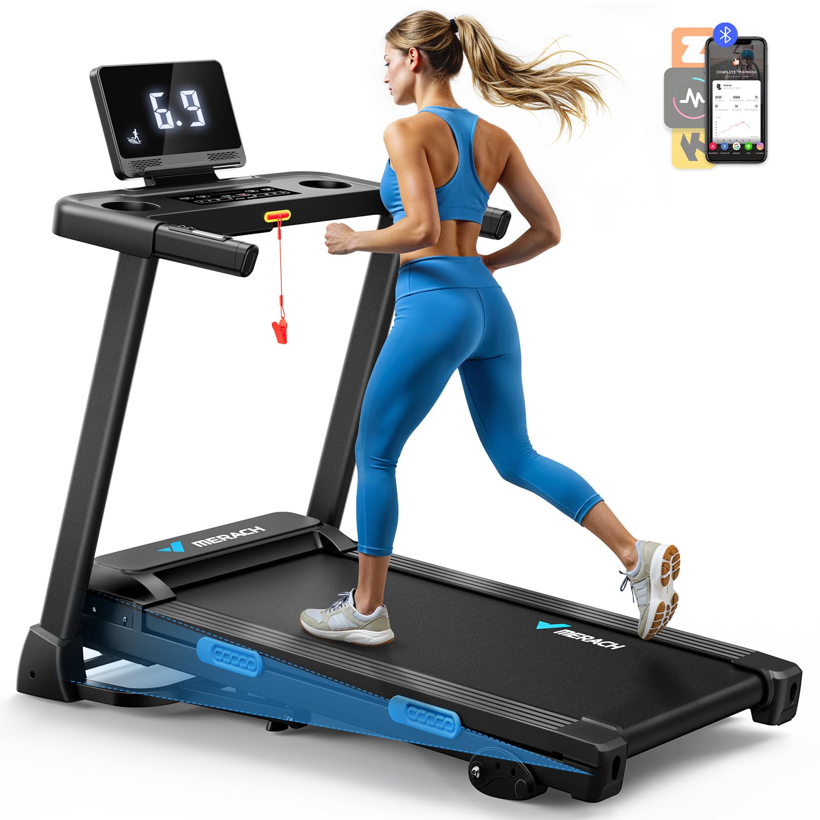 Treadmill with Incline, 7.5MPH Quiet Treadmills for Home with Double Deck Technology
