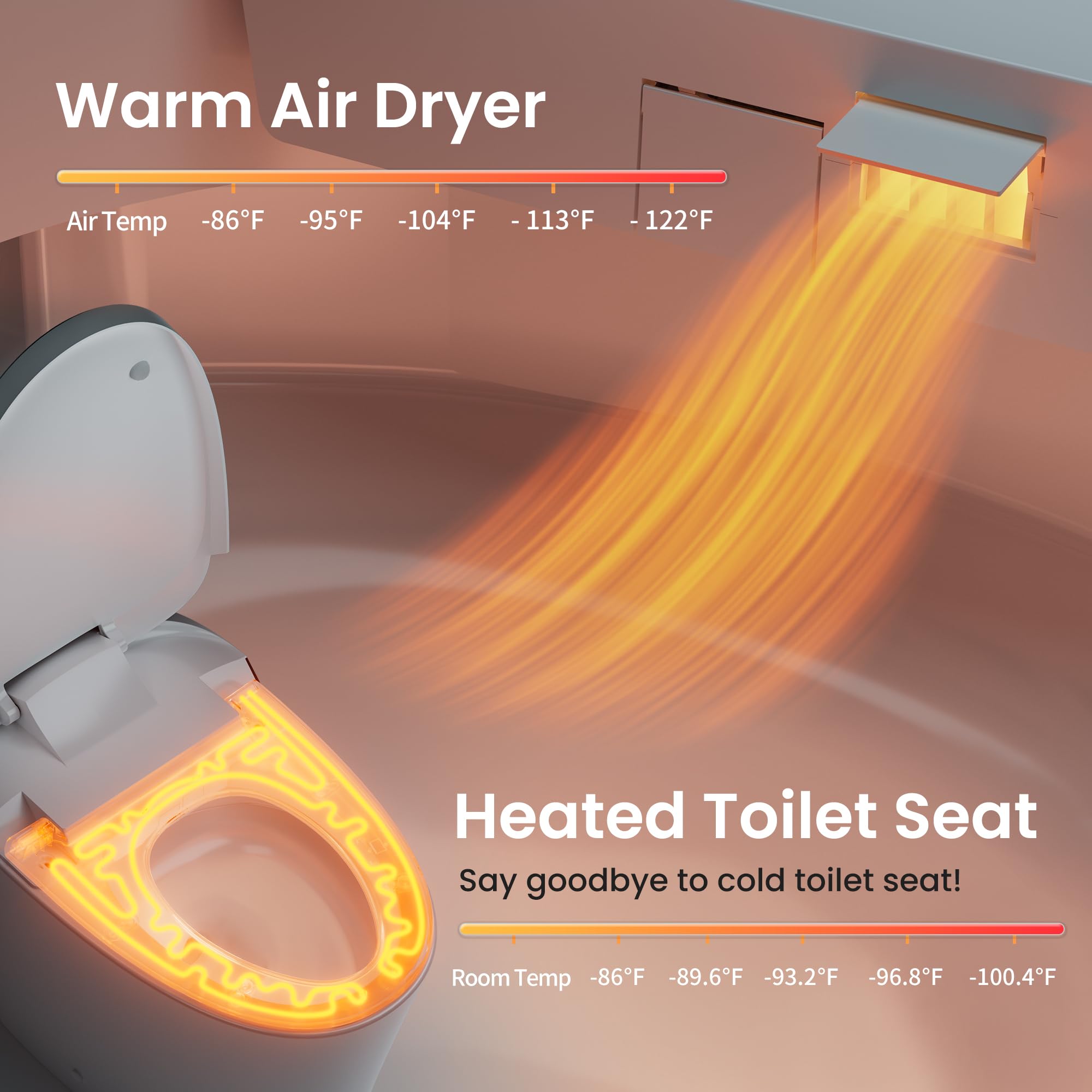 AKNIRL Smart Toilet with Bidet Built-in, Booster Pump Assisted, Powerful Auto Flush, Foot Sensor, Heated Seat, Warm Water, Night Light, Air Dryer, Deodorization, Bidet Toilet for Modern Bathroom
