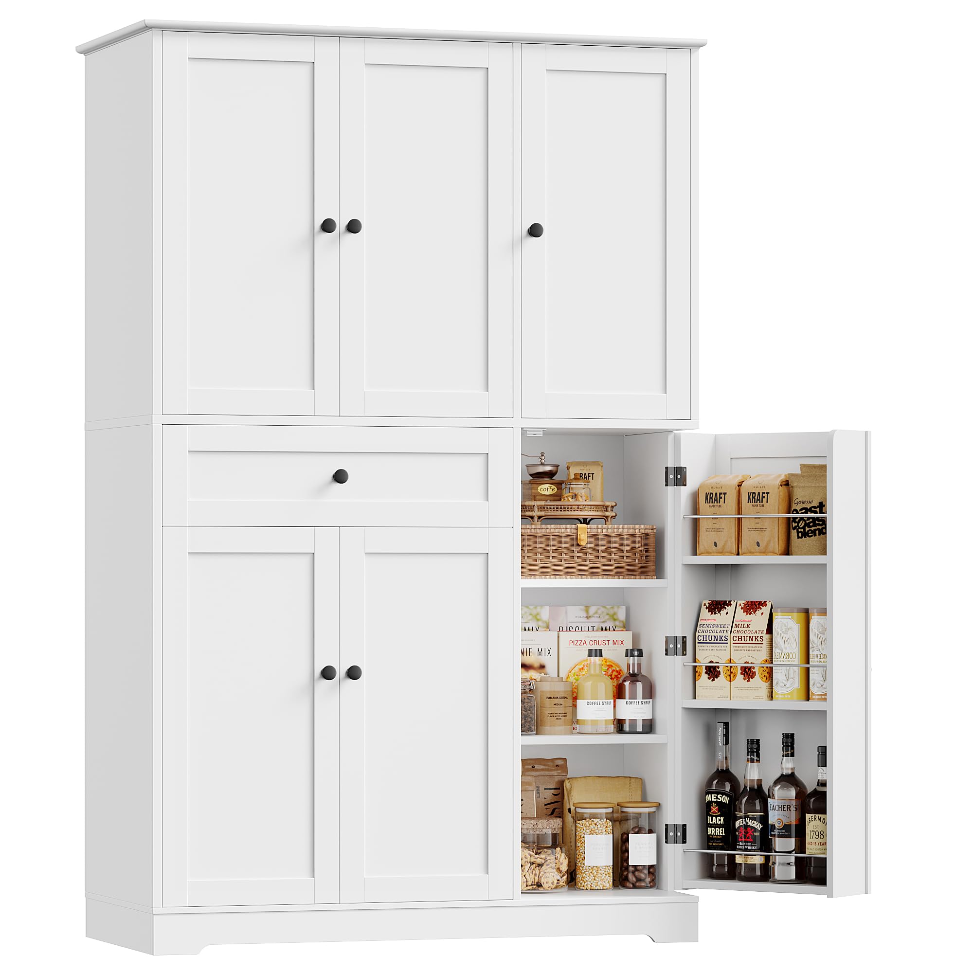 68" Tall Kitchen Pantry Storage Cabinet, Modern Kitchen Hutch Cabinet