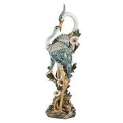 Devoted Cranes Table Sculpture Teal - Made of Resin Coastal Crane Shorebirds - Glitter