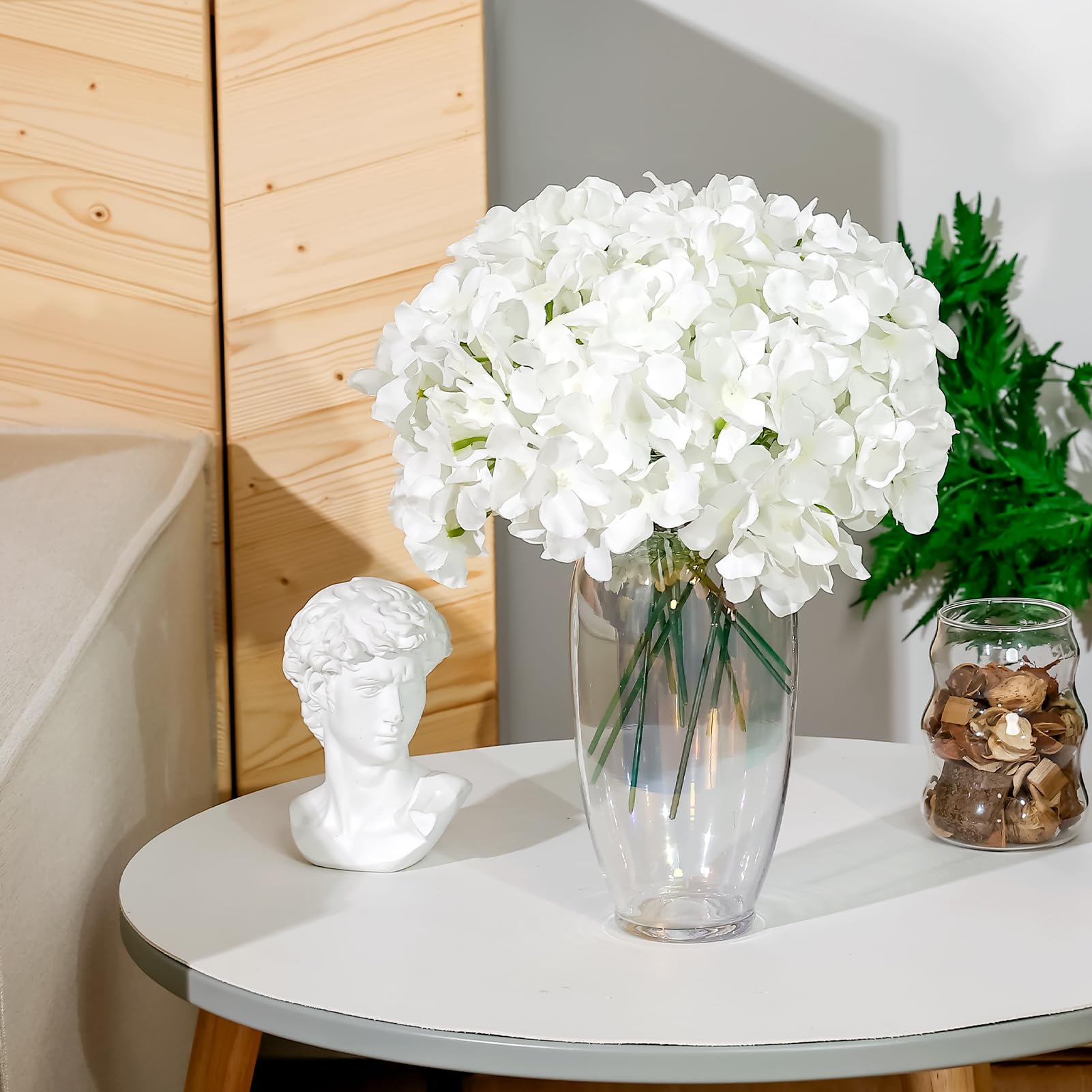 404PCS Hydrangea Artificial Flowers, Silk Artificial Flowers Heads with Stems, Ivory