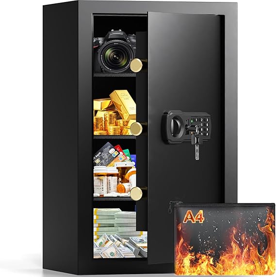 2.4 Cubic Large Fireproof Safe Box with Fireproof Document Bag, Personal Security