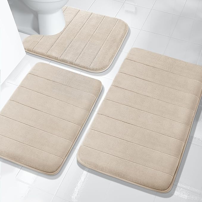 3 Pieces Memory Foam Bath Mat Sets