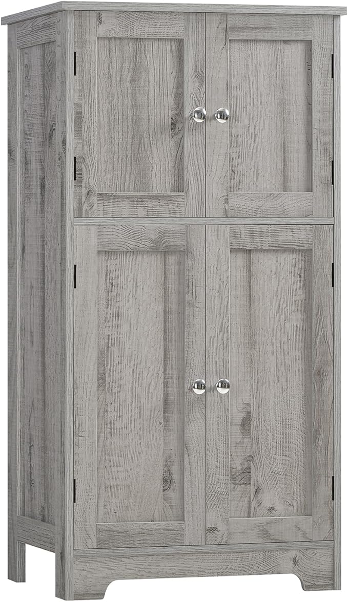 Bathroom Floor Storage Cabinet, Freestanding Bathroom Cabinet with 4 Doors