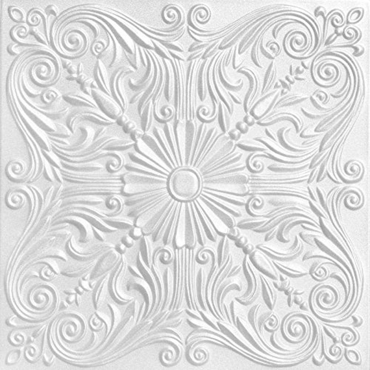 Spanish Silver Foam Glue-up Ceiling Tile (21.6 sq. ft./Case), Pack of 8, Plain White
