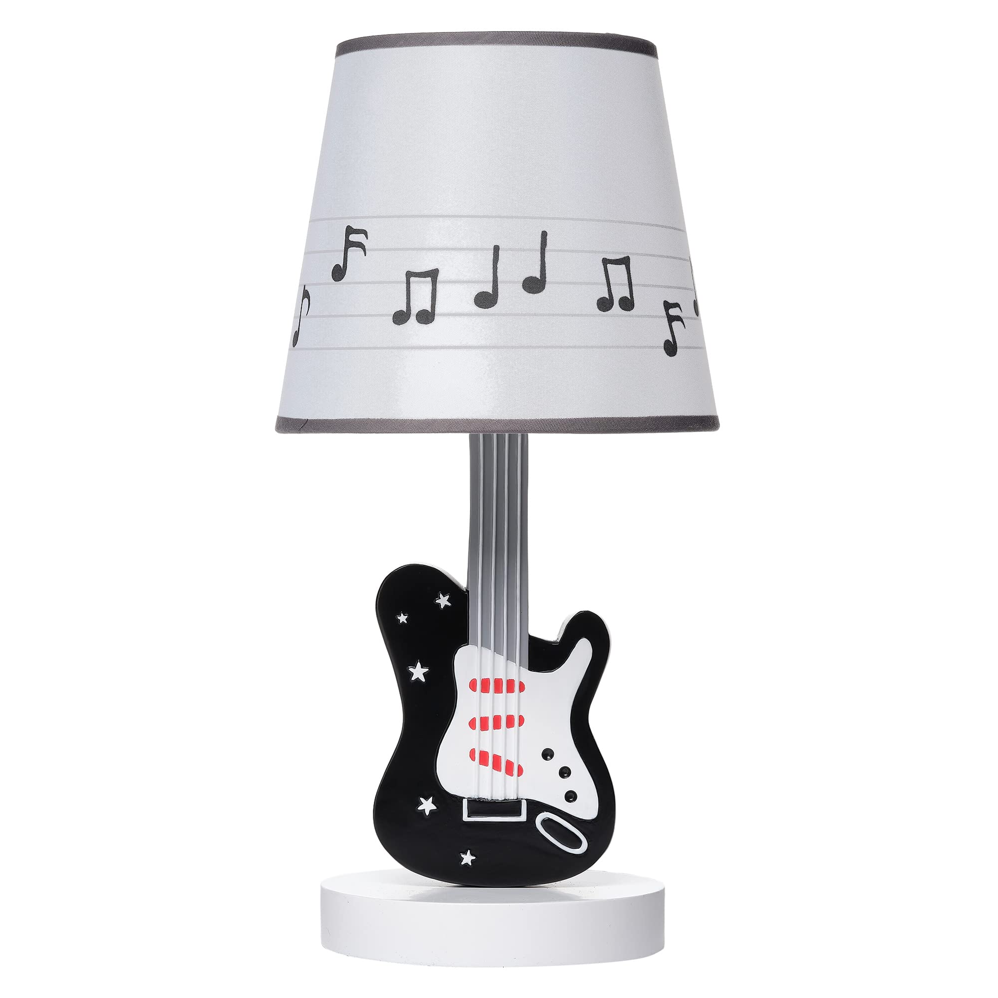 Rock Star Guitar Lamp with White Musical Notes Shade & Bulb