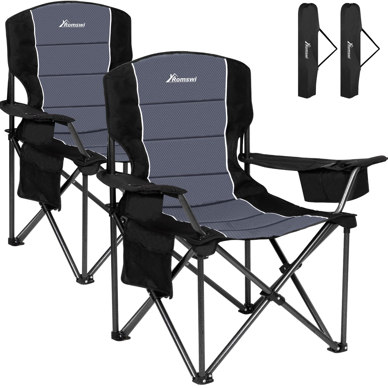 Oversized Camping Chairs,Heavy Duty Support 500 LBS,Padded Back & Arm Sport Chairs