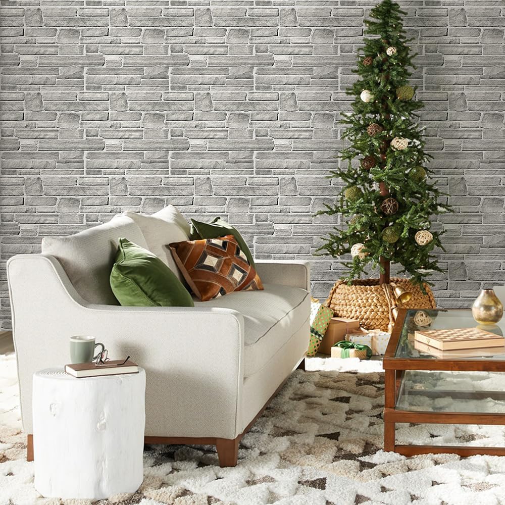 3D Faux Stone Wall Panel, Peel and Stick Wall Tiles,10 Pcs of 12"X12" Ultra-Light Thin
