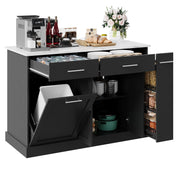 Rolling Kitchen Island Cart with Pull Out Spice Rack