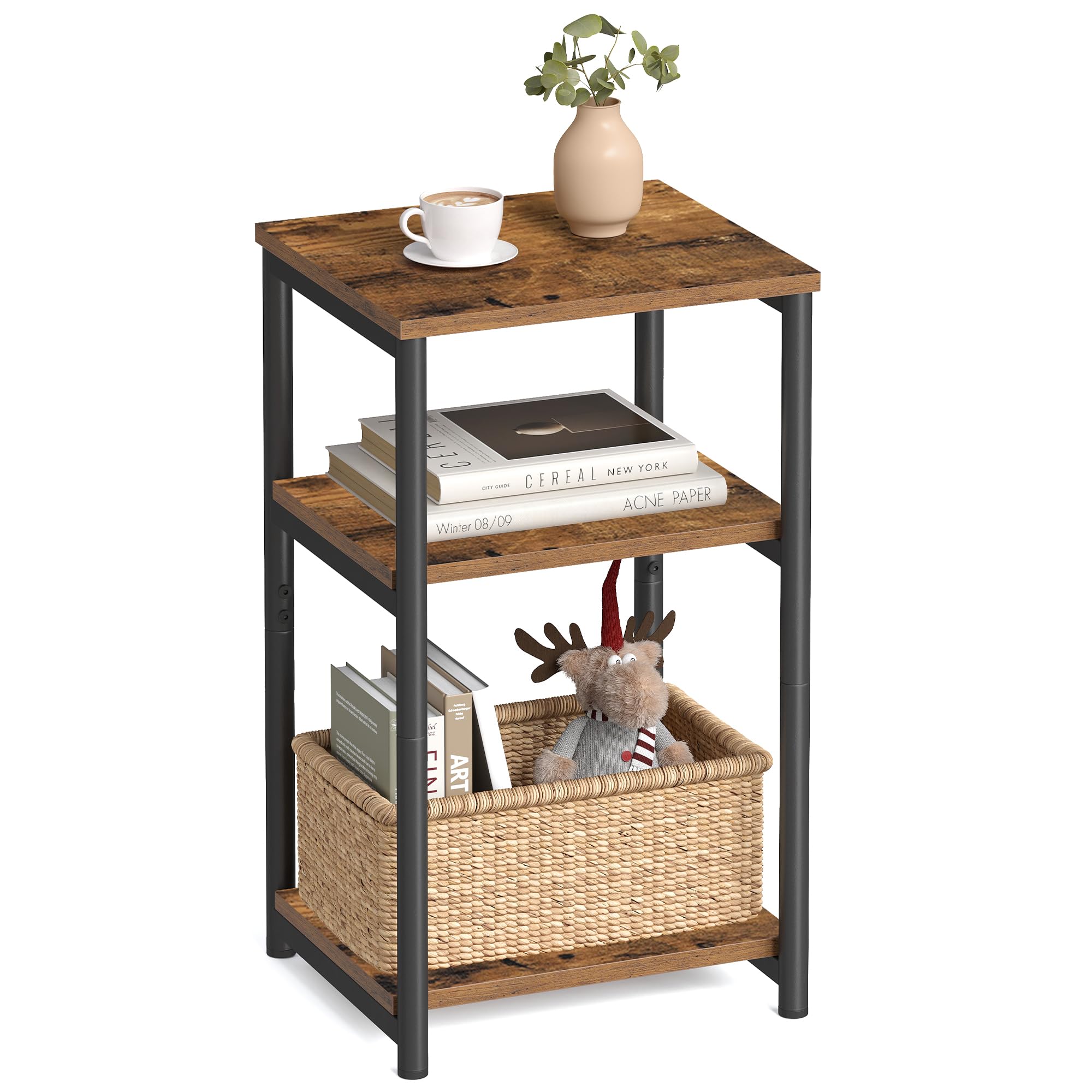 Side Table, Small End Table, Tall Nightstand for Living Room