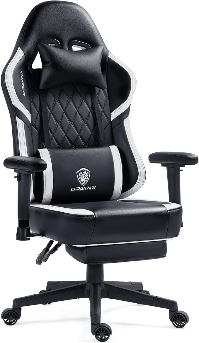 Gaming Chair with Pocket Spring Cushion, Massage Gamer Chair Pu Leather