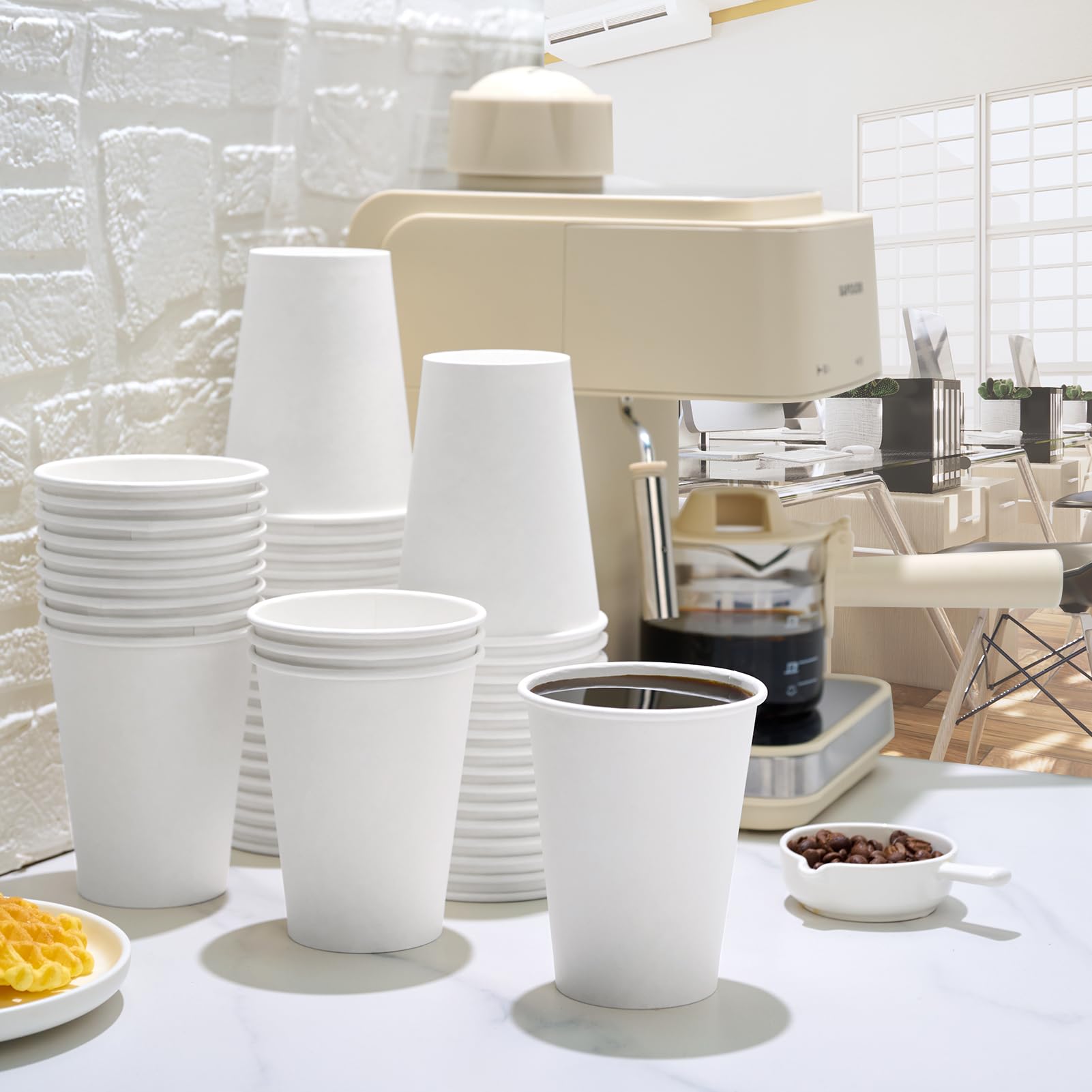 1000 pack Paper Cup 12 oz, Bulk White Paper Cups