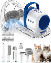 oneisall Cat Hair Vacuum, Low-Noise Pet Vacuum Grooming Kit with Brush & Clippers