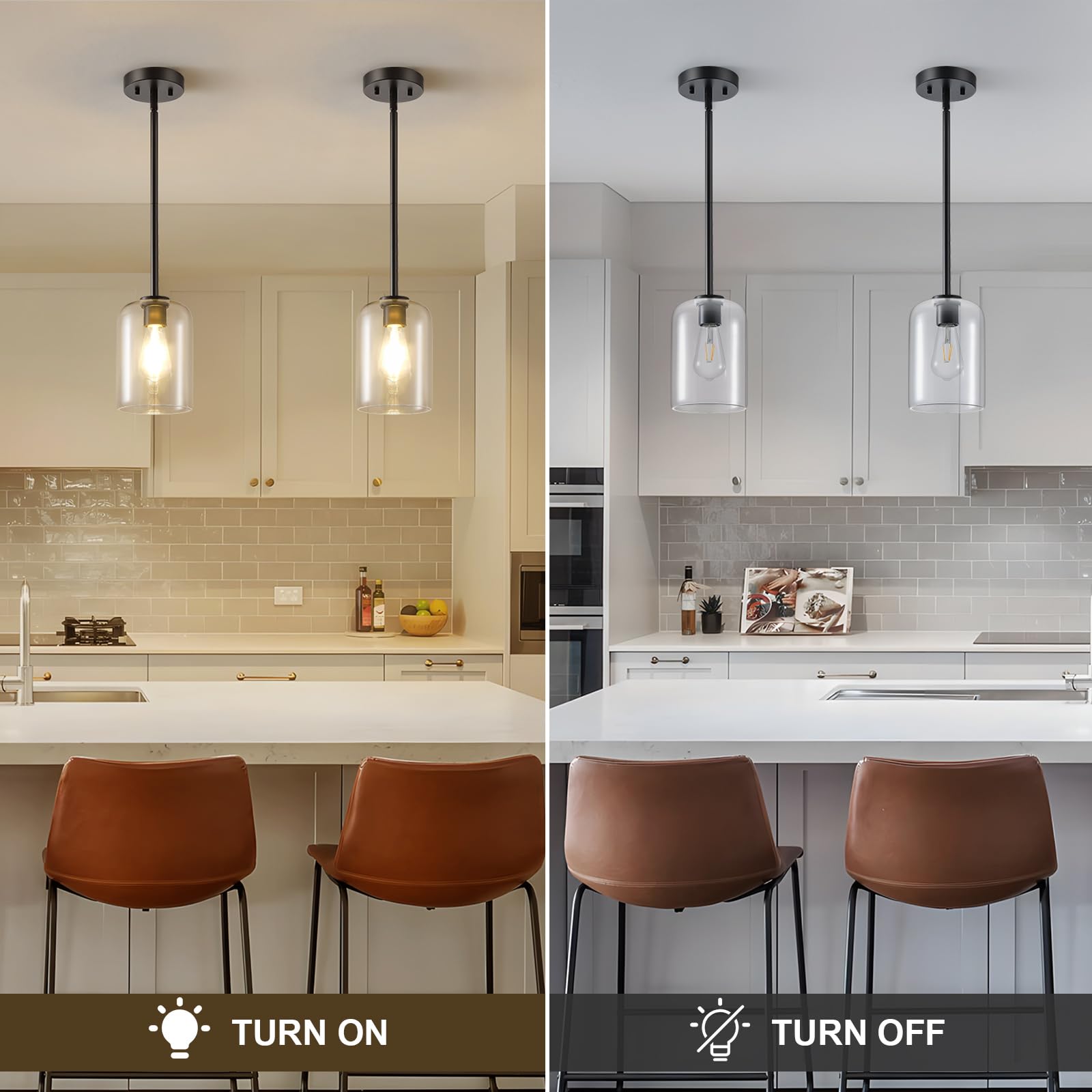 Black Pendant Light Fixtures, 6 Inch Clear Glass Shade