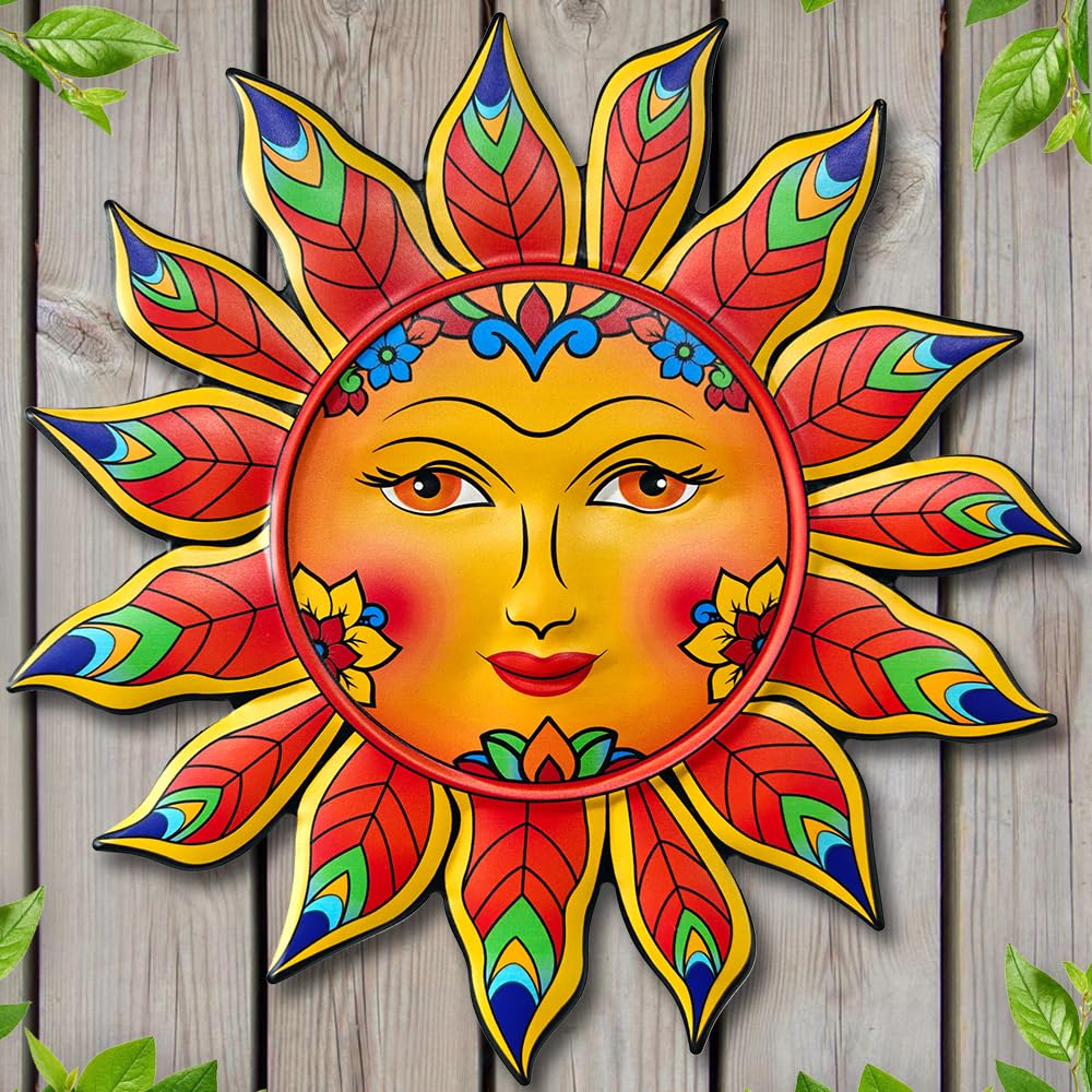Metal Sun Flower Wall Decor,13inches Sun Wall Art Hanging Decoration for Indoor