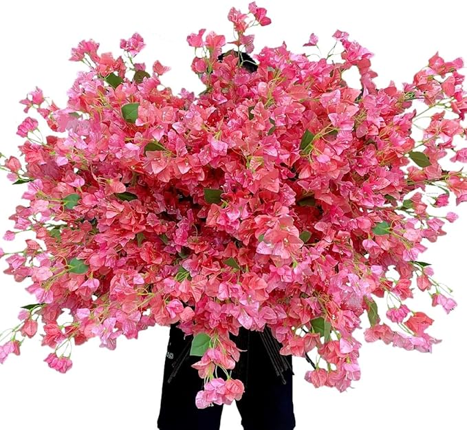 40Pcs in Bulk Artificial Bougainvillea Silk Flowers Branches Long Plant Stems 45"