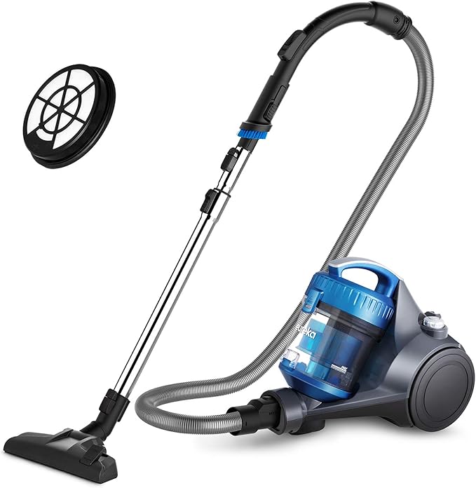 Bagless Canister Vacuum Cleaner, Lightweight Vac for Carpets and Hard Floors