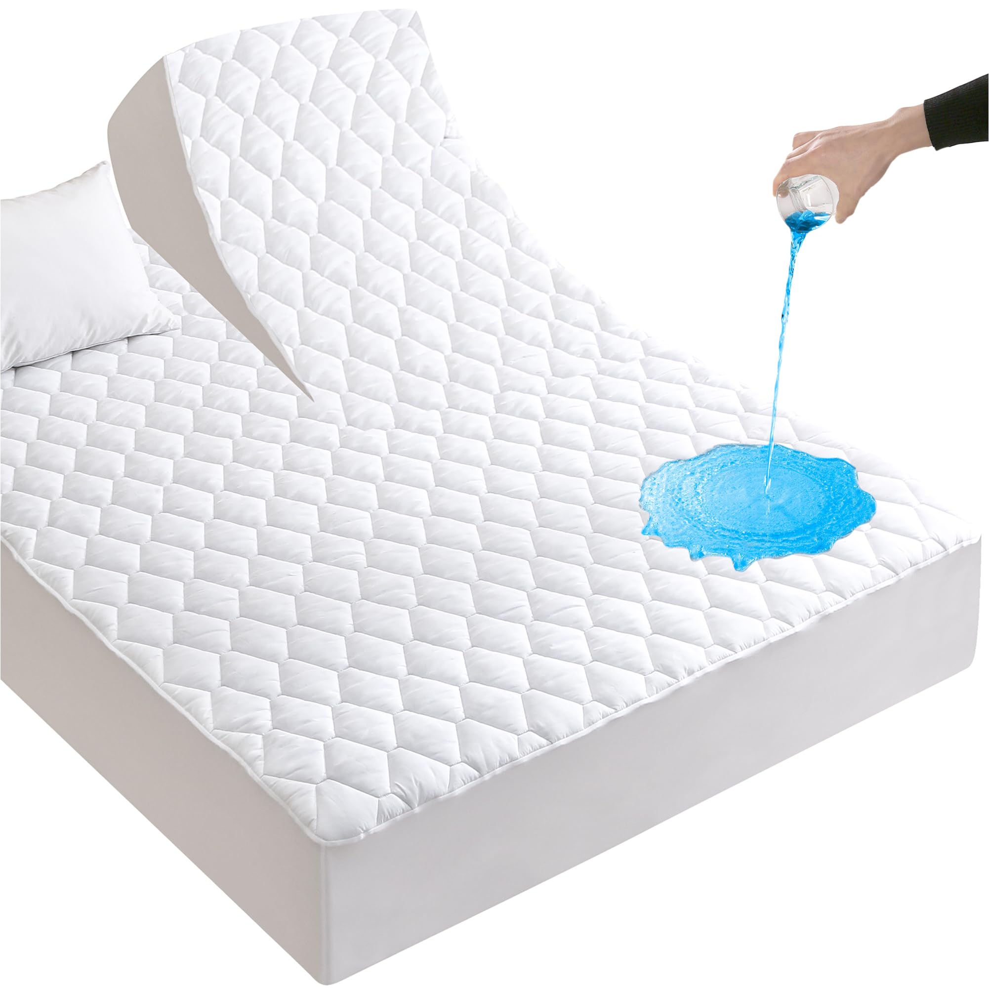 Split Top King Mattress Protector for Adjustable Bed, Soft Breathable Waterproof Mattress
