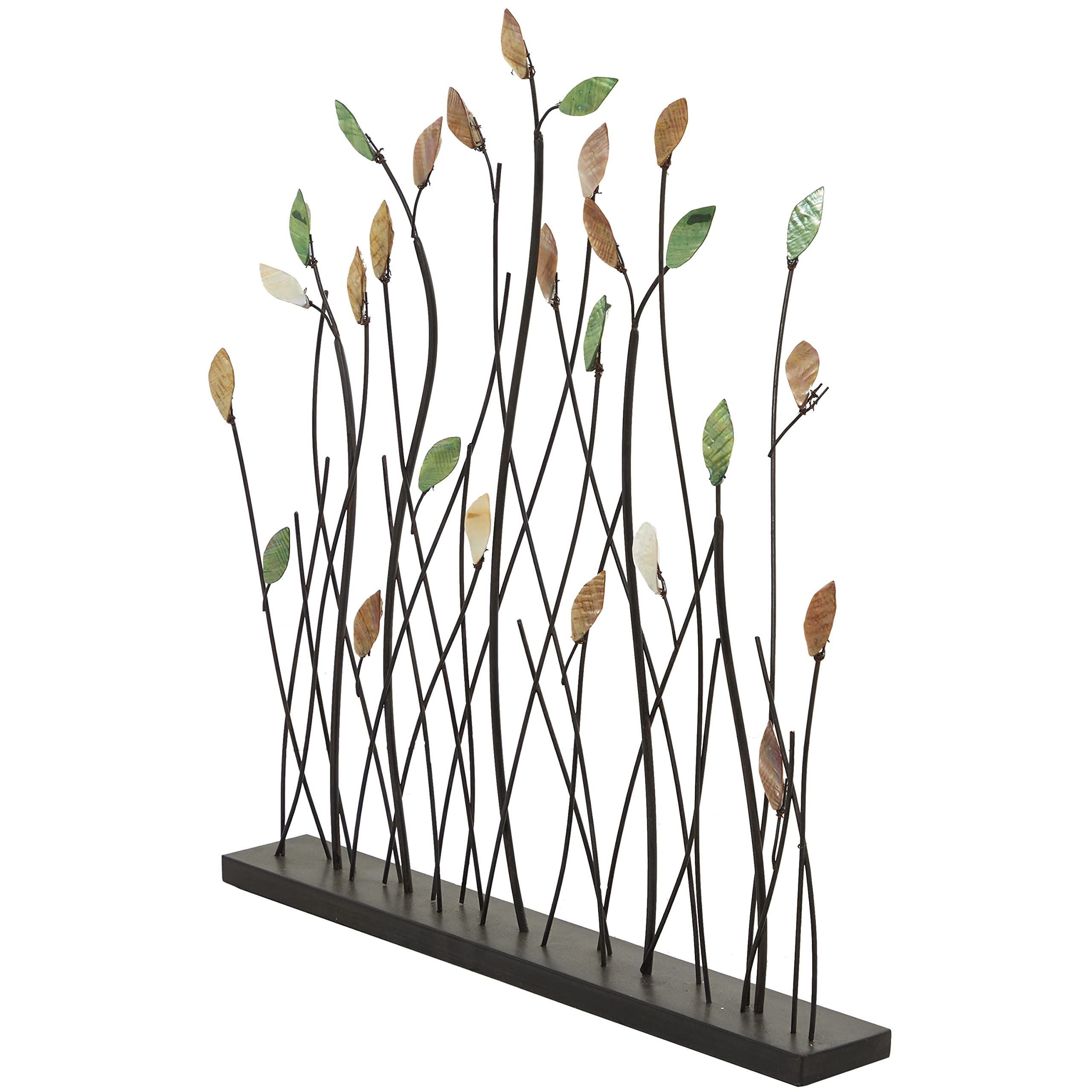 Metal Leaf Decorative Sculpture Home Decor Statue with Black Base