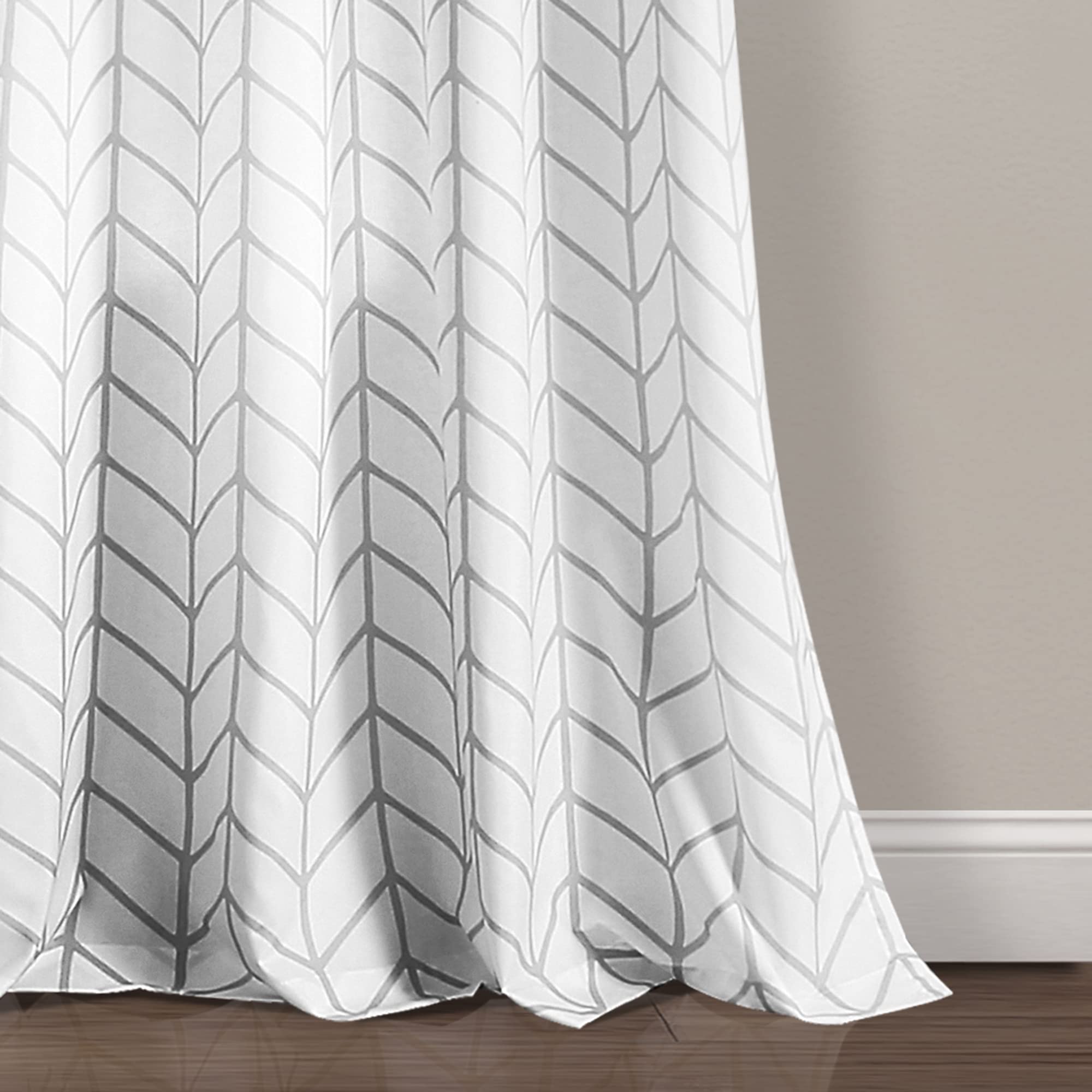 Calia Chevron Geo Window Curtain Panel Pair, 84" L x 52" W, Gray