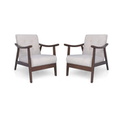 Aurora Mid-Century Modern Accent Chairs (Set of 2), Beige, Brown