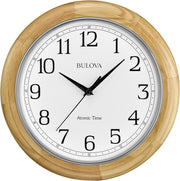 C5005 Wooden Atomic Analog Wall Clock | Automatically Sets Time | Large Roman