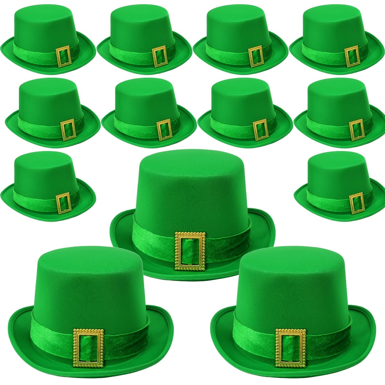 12 Pack St Patrick’s Day Leprechaun Top Hat Bulk Green Satin Hat