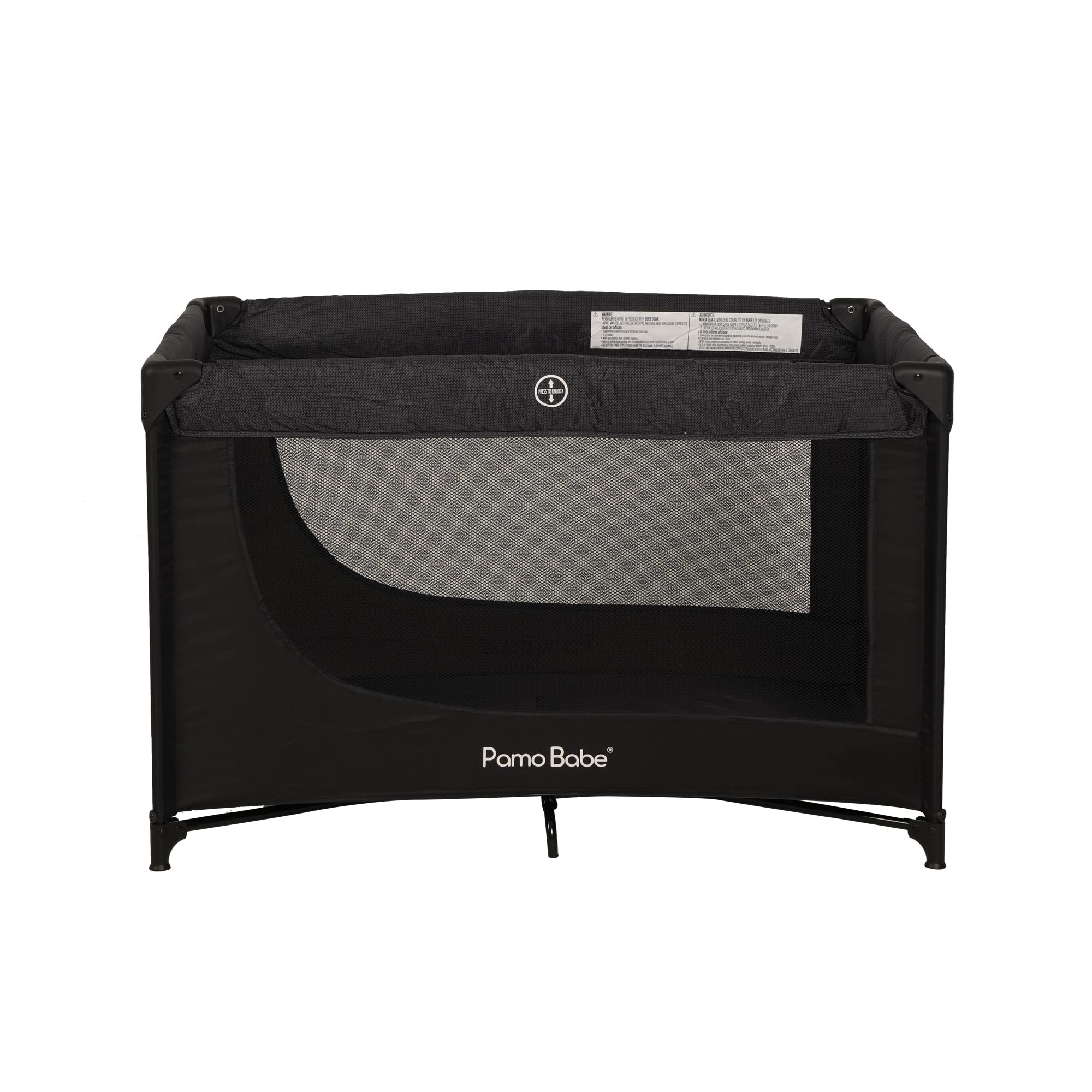 Crib Baby Playpen with Mattress and Carry Bag (Black)