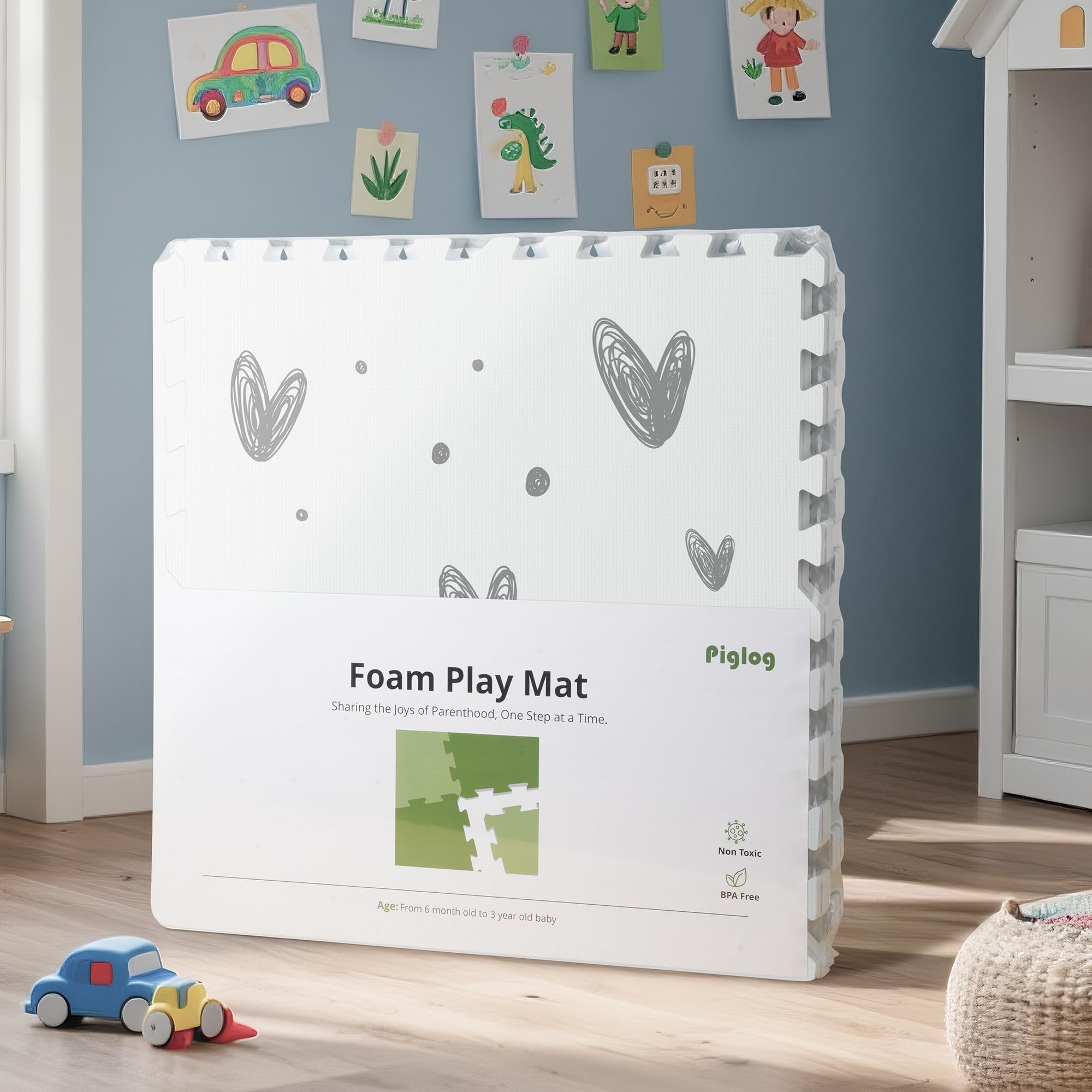 XL Baby Play Mat-72”x 48” Puzzle Play Mat,with 6 Foam Floor Tiles,Interlocking Foam Baby