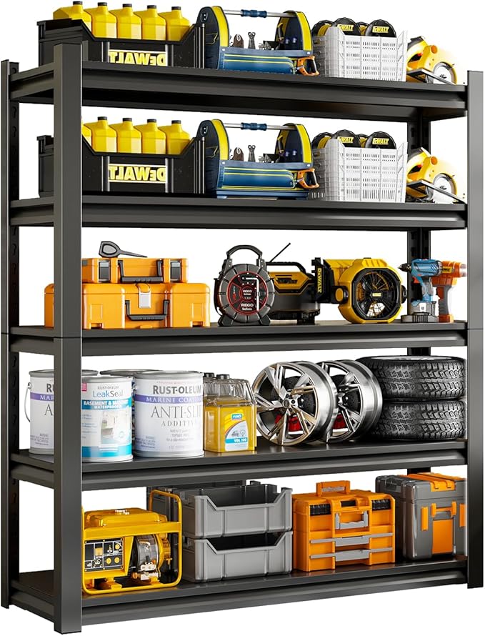 59" W Garage Shelving Unit, Garage Storage Shelves 3000LBS Heavy Duty Shelving