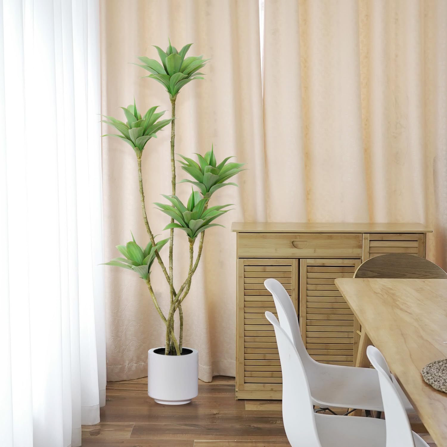 Artificial Trees 5.1 Ft Water Lilies with 5 Heads Potted Faux Floor Plants for Living Room