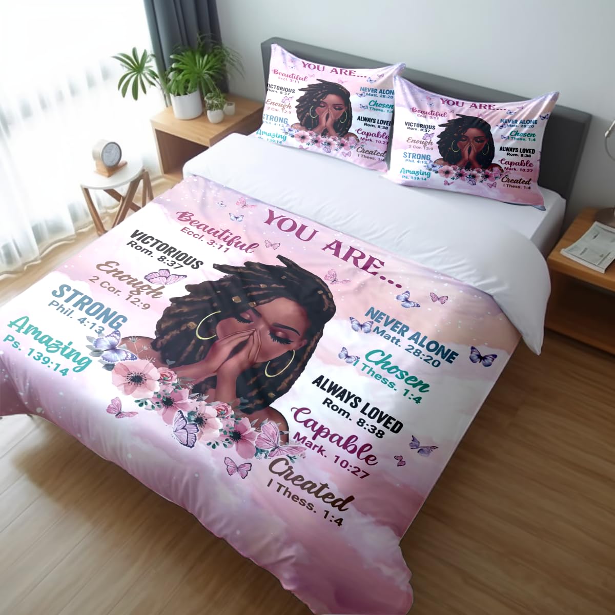 Kids Comforter Sets Full Size, Prayer Girl and African American Girl Inspirational